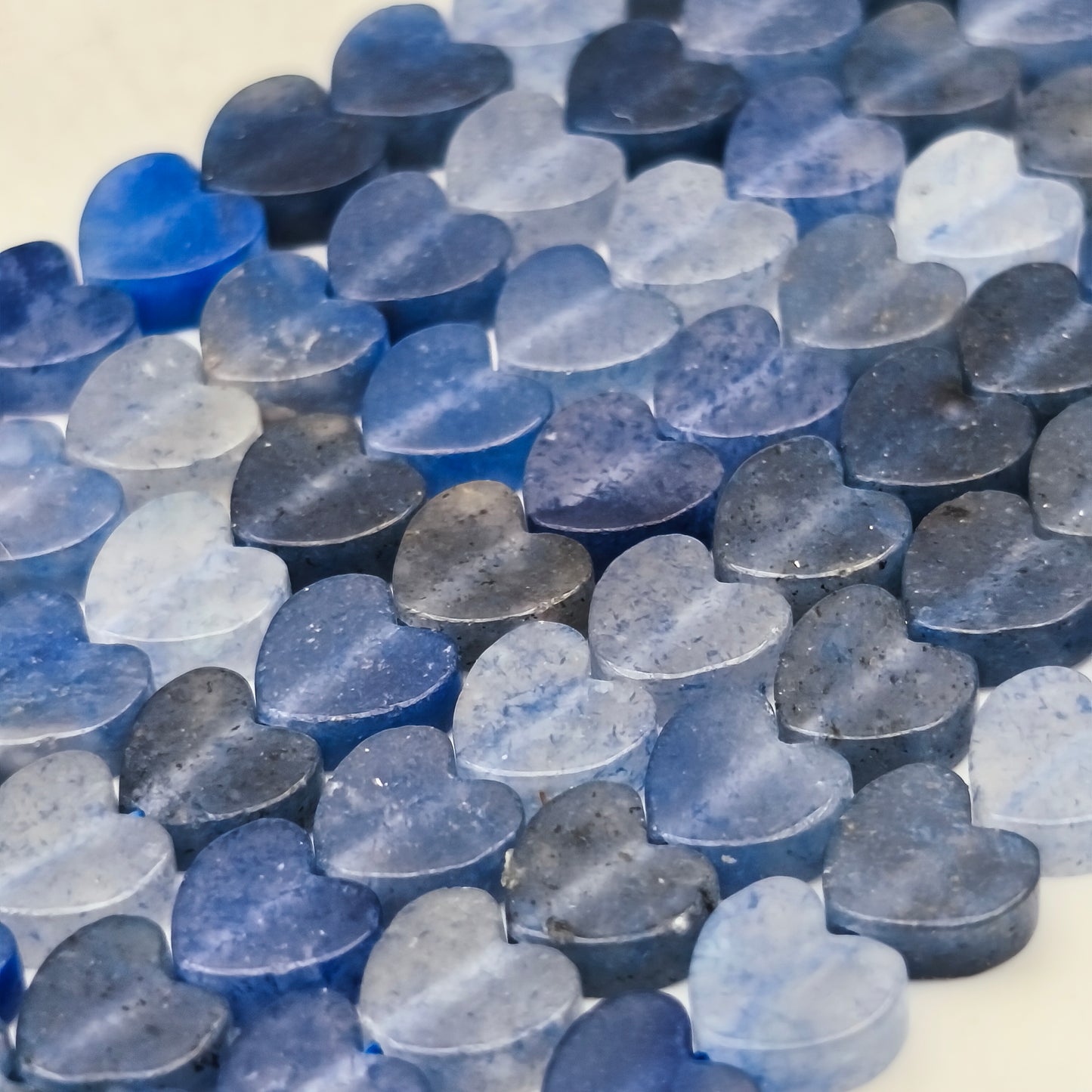 Rang de perles cœur - Aventurine bleue (6 mm)