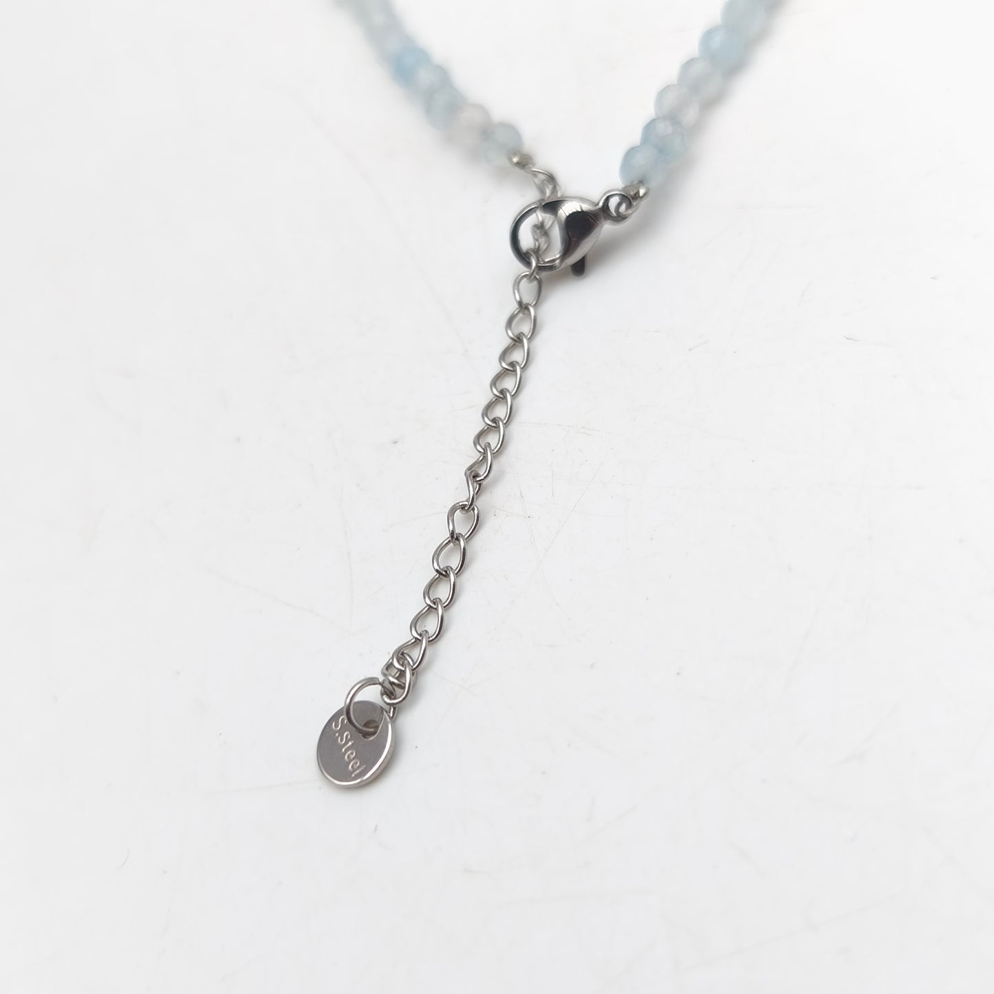 Collier perles facettées - Aigue Marine (3 mm)