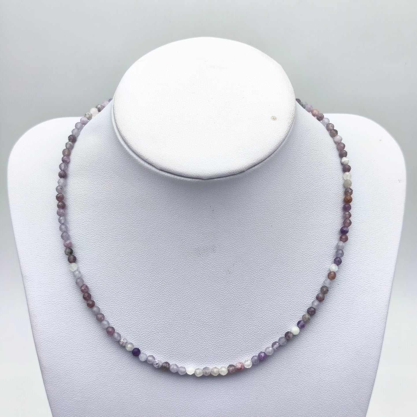 Halskette facettierte Perlen - Lepidolith (3 mm)