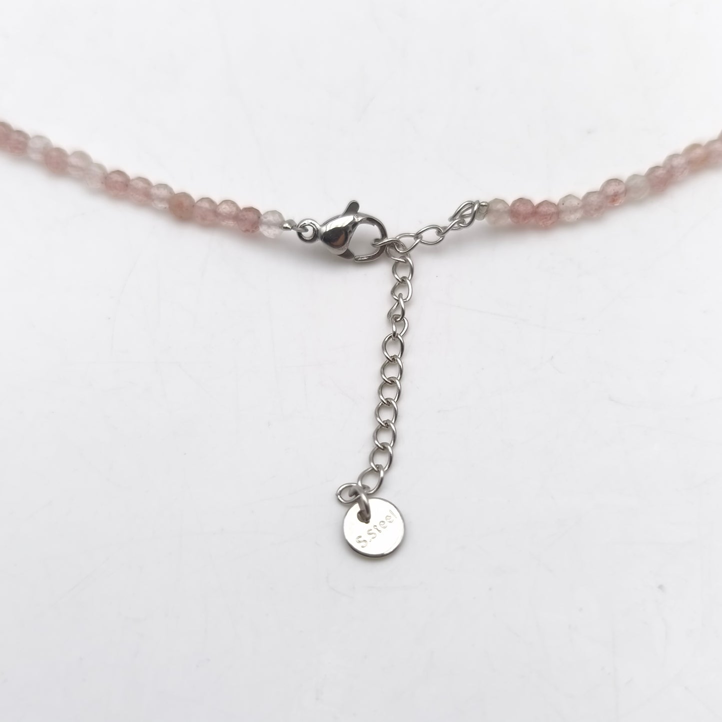 Collier perles facettées - Quartz "Morango" (3 mm)