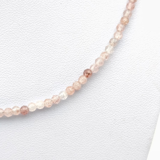 Collier perles facettées - Quartz "Morango" (3 mm)
