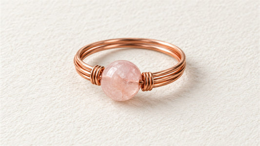 Bague triple anneau en fil cuivré : morganite