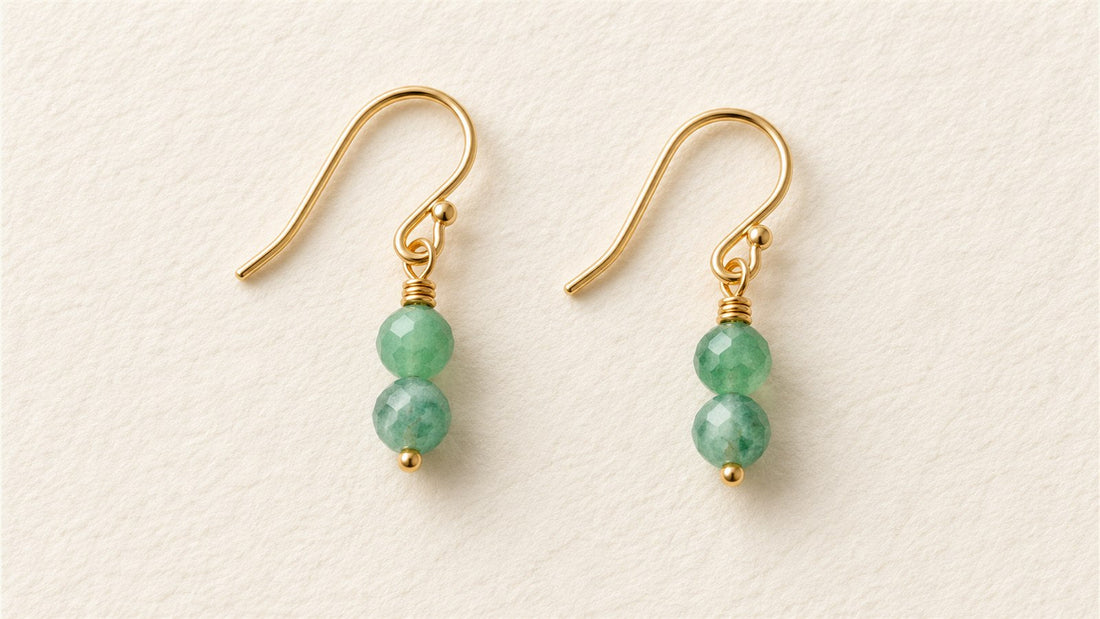 Boucles d’oreilles duos verticaux : aventurine verte facettée