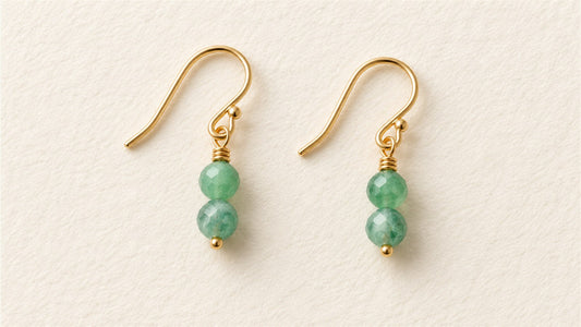 Boucles d’oreilles duos verticaux : aventurine verte facettée