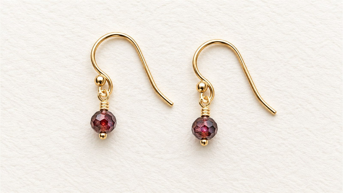 Boucles d’oreilles gouttes simples : grenat facetté