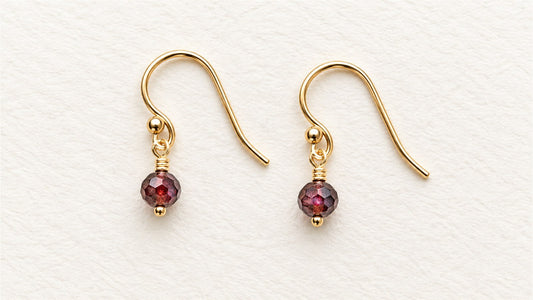 Boucles d’oreilles gouttes simples : grenat facetté