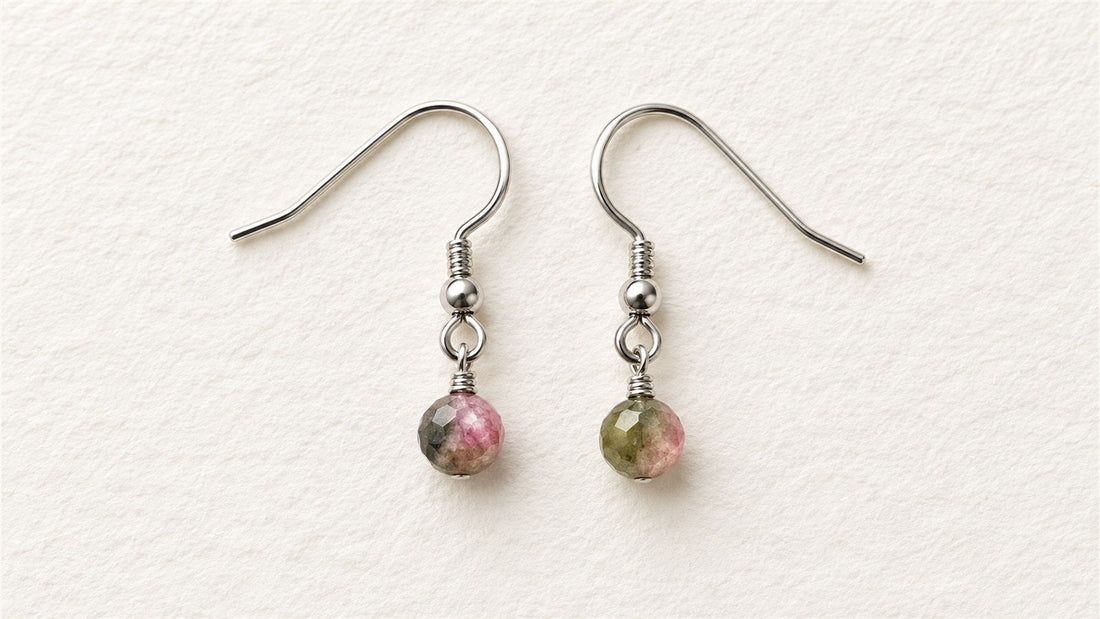 Boucles d’oreilles gouttes simples : tourmaline multicolore facettée