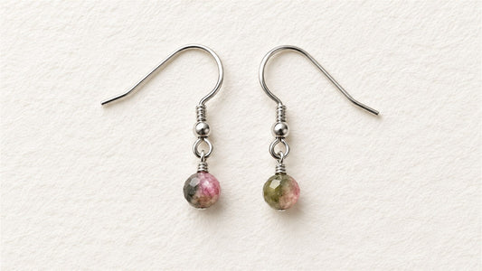 Boucles d’oreilles gouttes simples : tourmaline multicolore facettée
