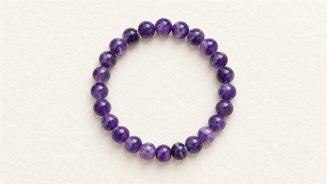 Bracelet élastique en blocs : améthyste