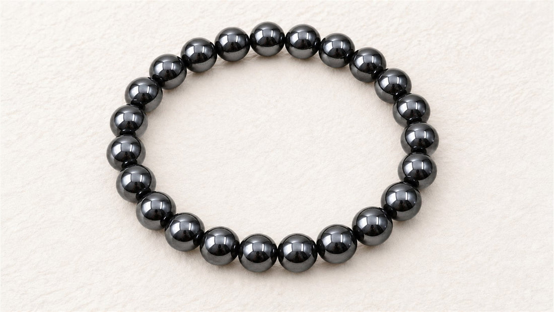 Bracelet élastique en blocs : hématite
