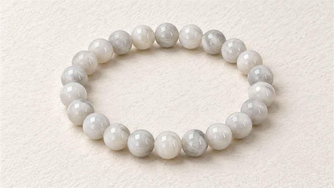 Bracelet élastique en blocs : pierre de lune opaque