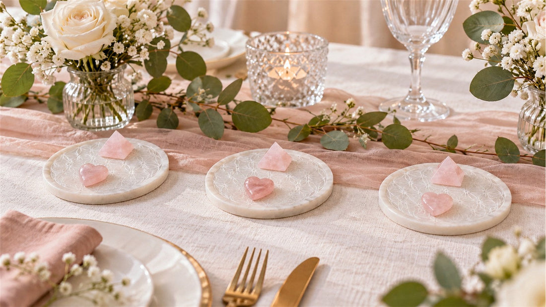 Composer une table de mariage avec de petites pièces minérales réutilisables