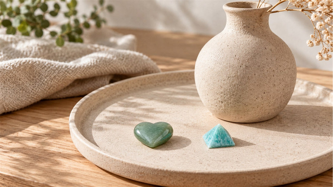 Mettre en scène des minéraux avec des objets en céramique mate