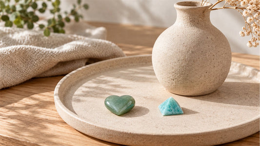 Mettre en scène des minéraux avec des objets en céramique mate