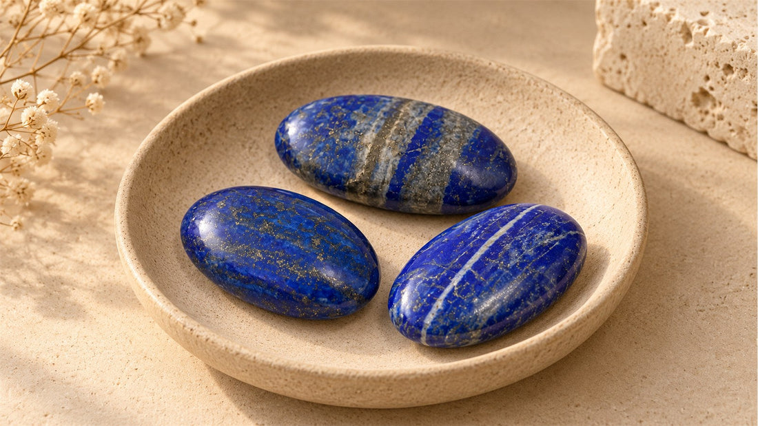 Mettre en valeur des pierres bleues sur un fond couleur sable