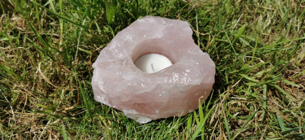 Bougeoir - Quartz Rose Brut