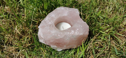 Bougeoir - Quartz Rose Brut