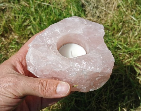 Bougeoir - Quartz Rose Brut