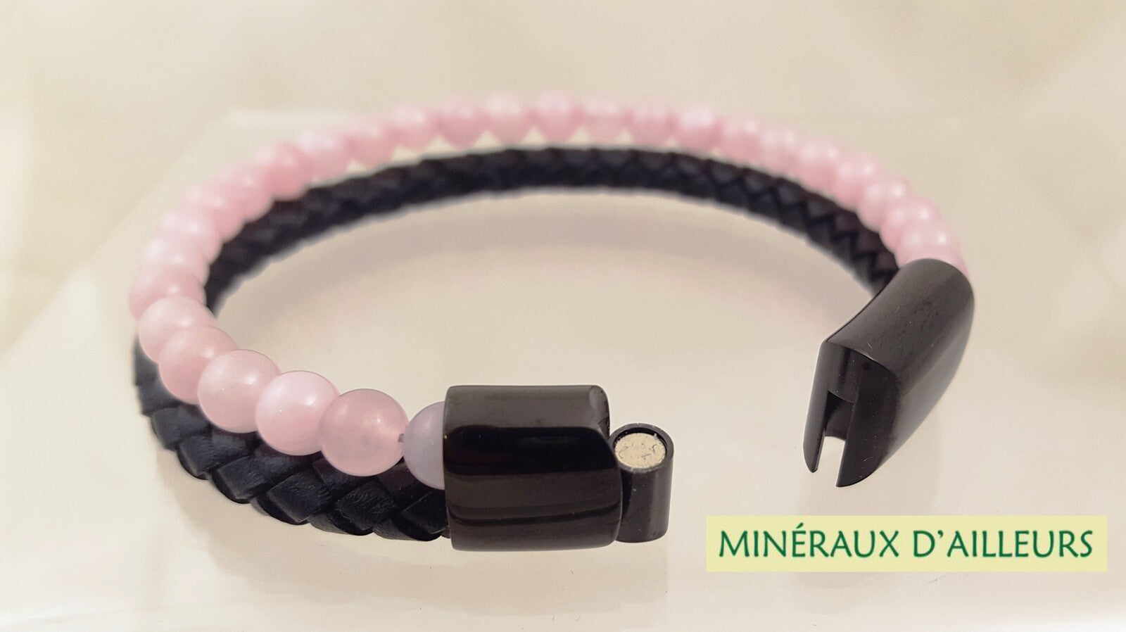Bracelet Double Cuir - Quartz Rose