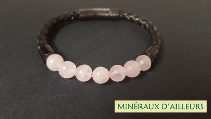 Bracelet Simple Cuir - Quartz Rose