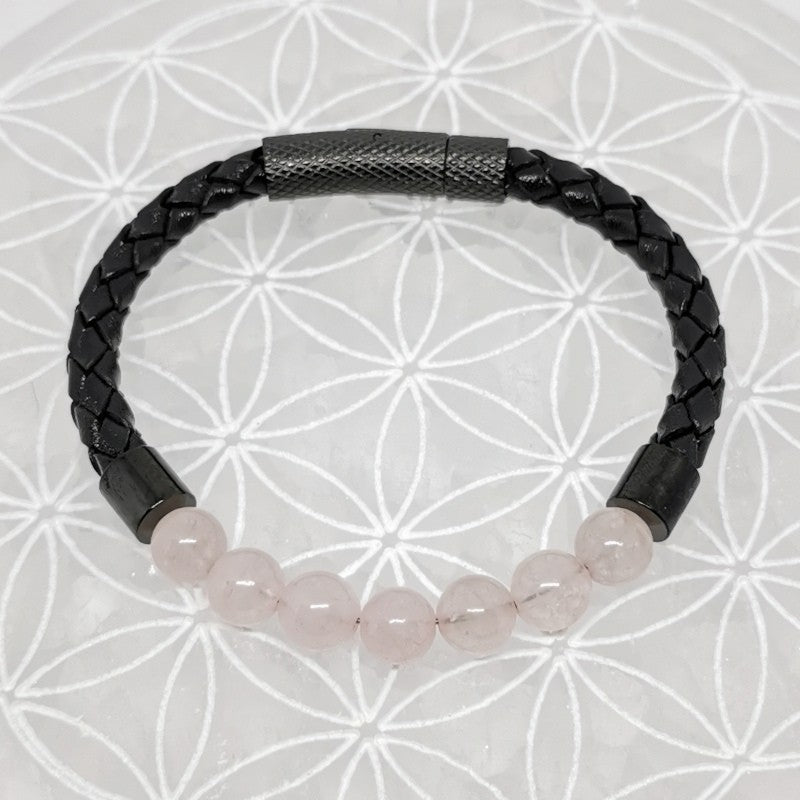 Bracelet Simple Cuir - Quartz Rose