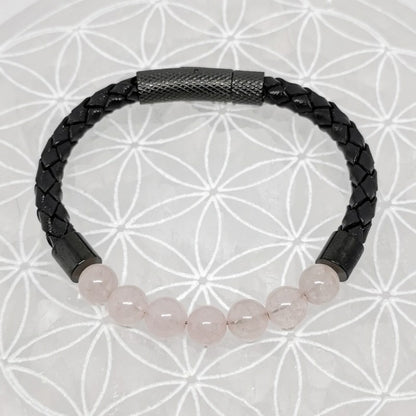 Bracelet Simple Cuir - Quartz Rose