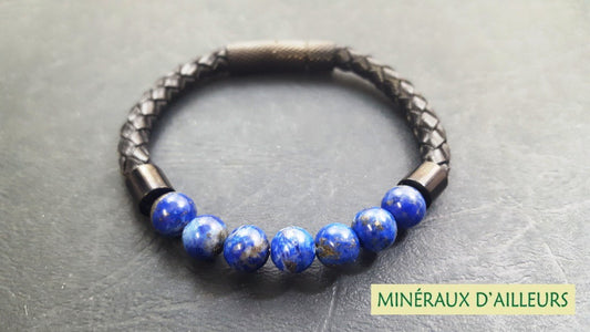 Bracelet Simple Cuir - Lapis Lazuli