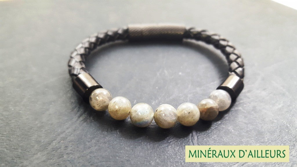 Bracelet Simple Cuir - Labradorite