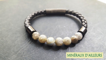 Bracelet Simple Cuir - Labradorite