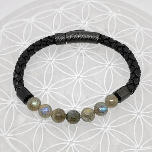 Bracelet Simple Cuir - Labradorite