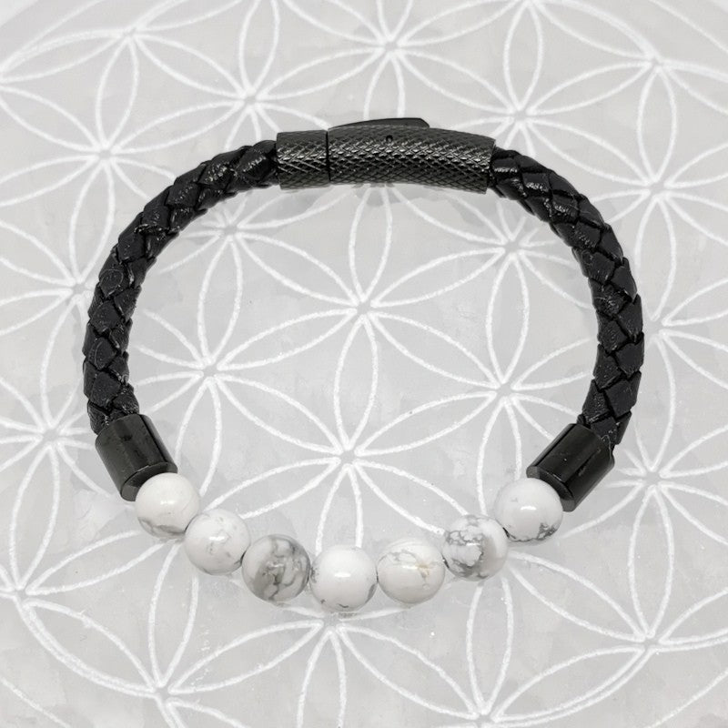 Bracelet Simple Cuir - Howlite