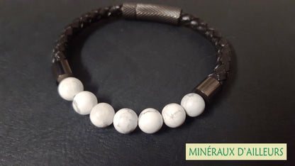 Bracelet Simple Cuir - Howlite