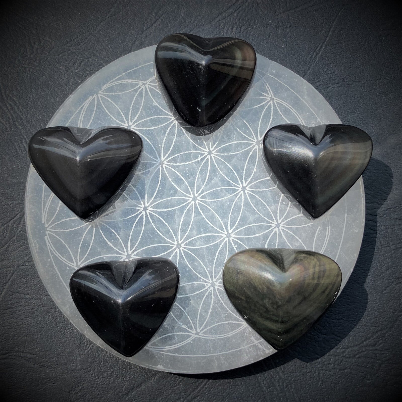 Petit Coeur - Obsidienne Oeil Céleste / Arc-en-ciel