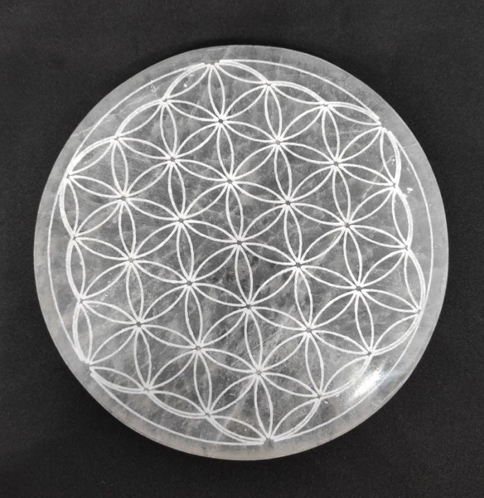 Plaque de Rechargement - Sélénite Fleur de Vie (10 cm)