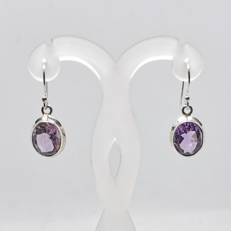 Boucles d'oreilles Argent - Améthyste ovale (grand modèle)