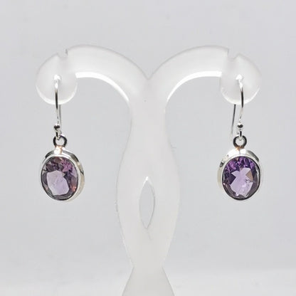 Boucles d'oreilles Argent - Améthyste ovale (grand modèle)