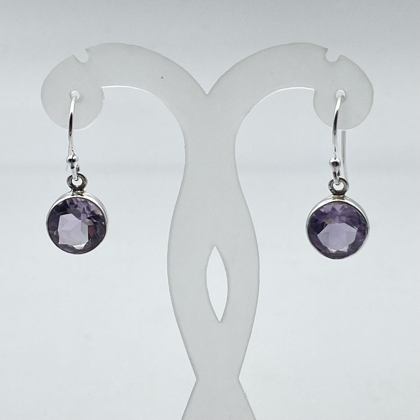 Boucles d'oreilles Argent - Améthyste ronde (grand modèle)