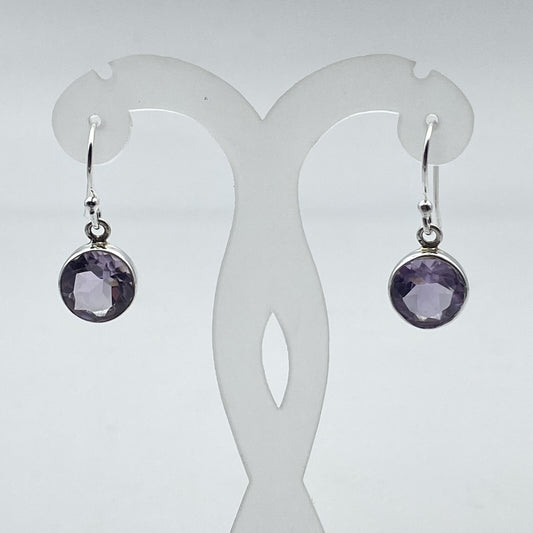 Boucles d'oreilles Argent - Améthyste ronde (grand modèle)