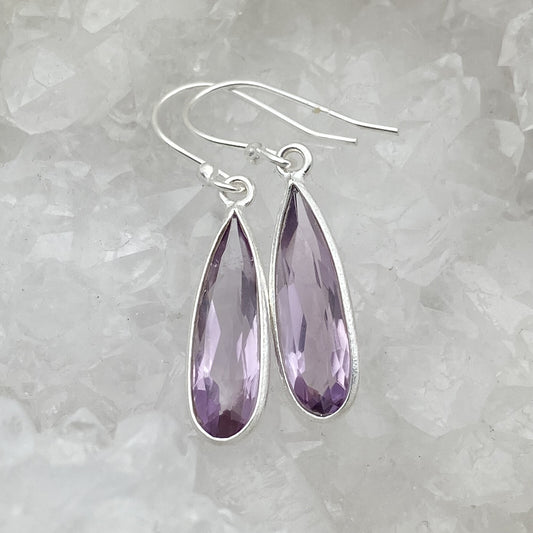 Boucles d'oreilles Argent - Améthyste goutte