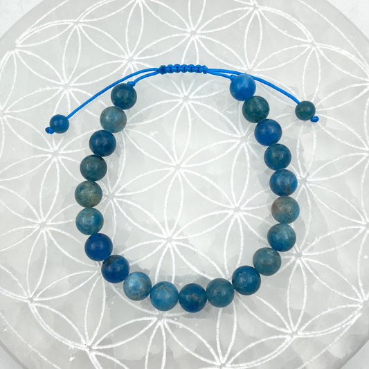 Bracelet Réglable Coulissant - Apatite Bleue