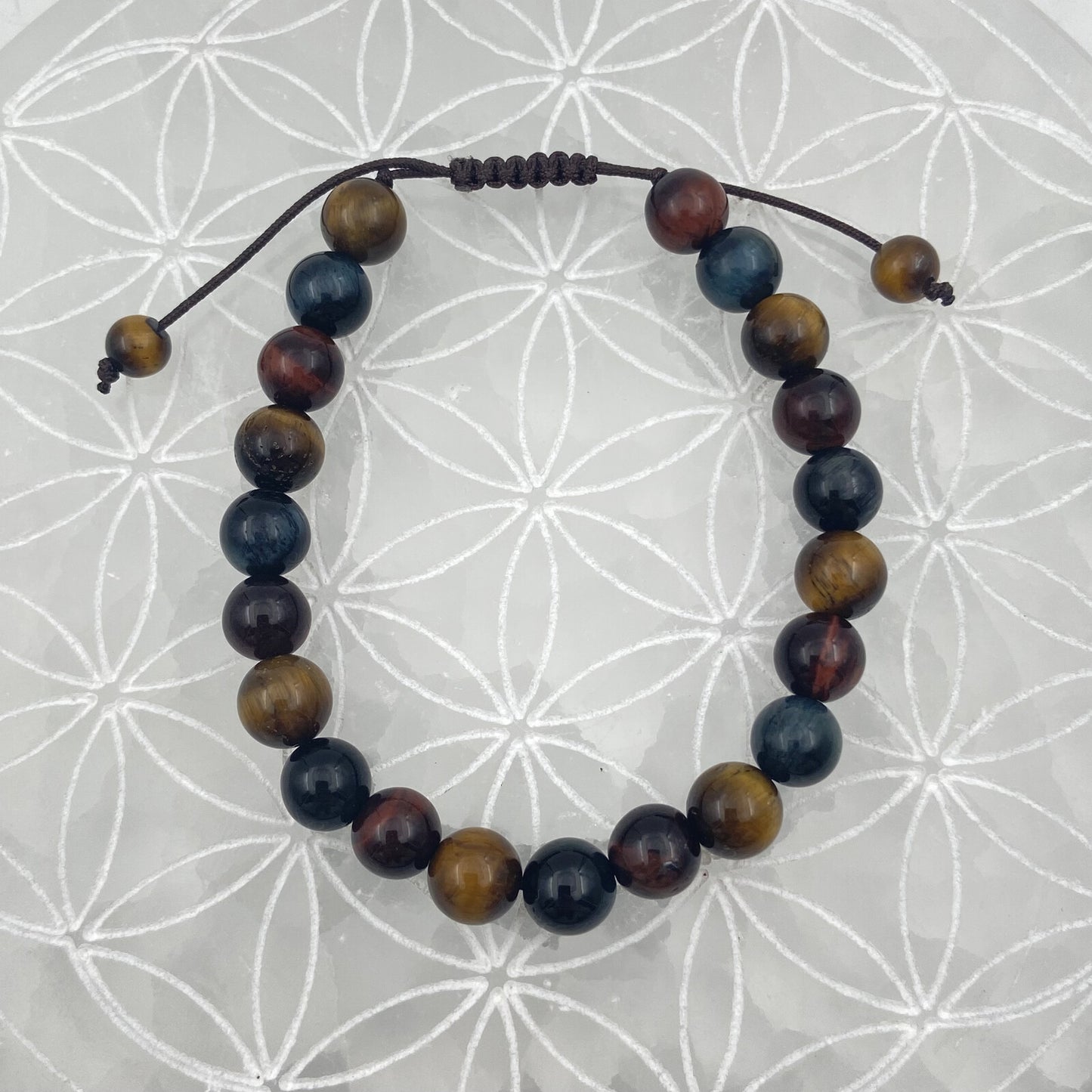 Bracelet Réglable Coulissant - Mix Oeil de Tigre, Taureau, Faucon