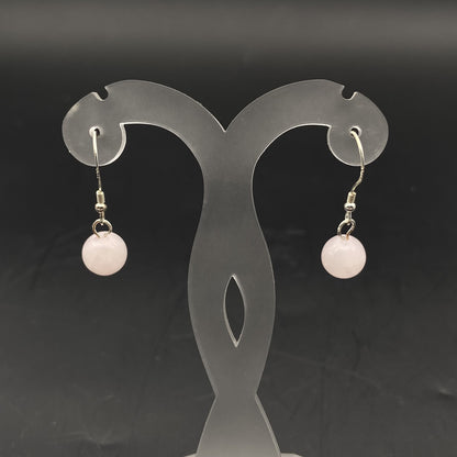 Boucles d'oreilles Argent - Perles Quartz Rose