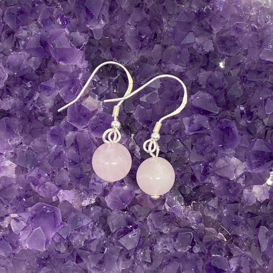 Boucles d'oreilles Argent - Perles Quartz Rose