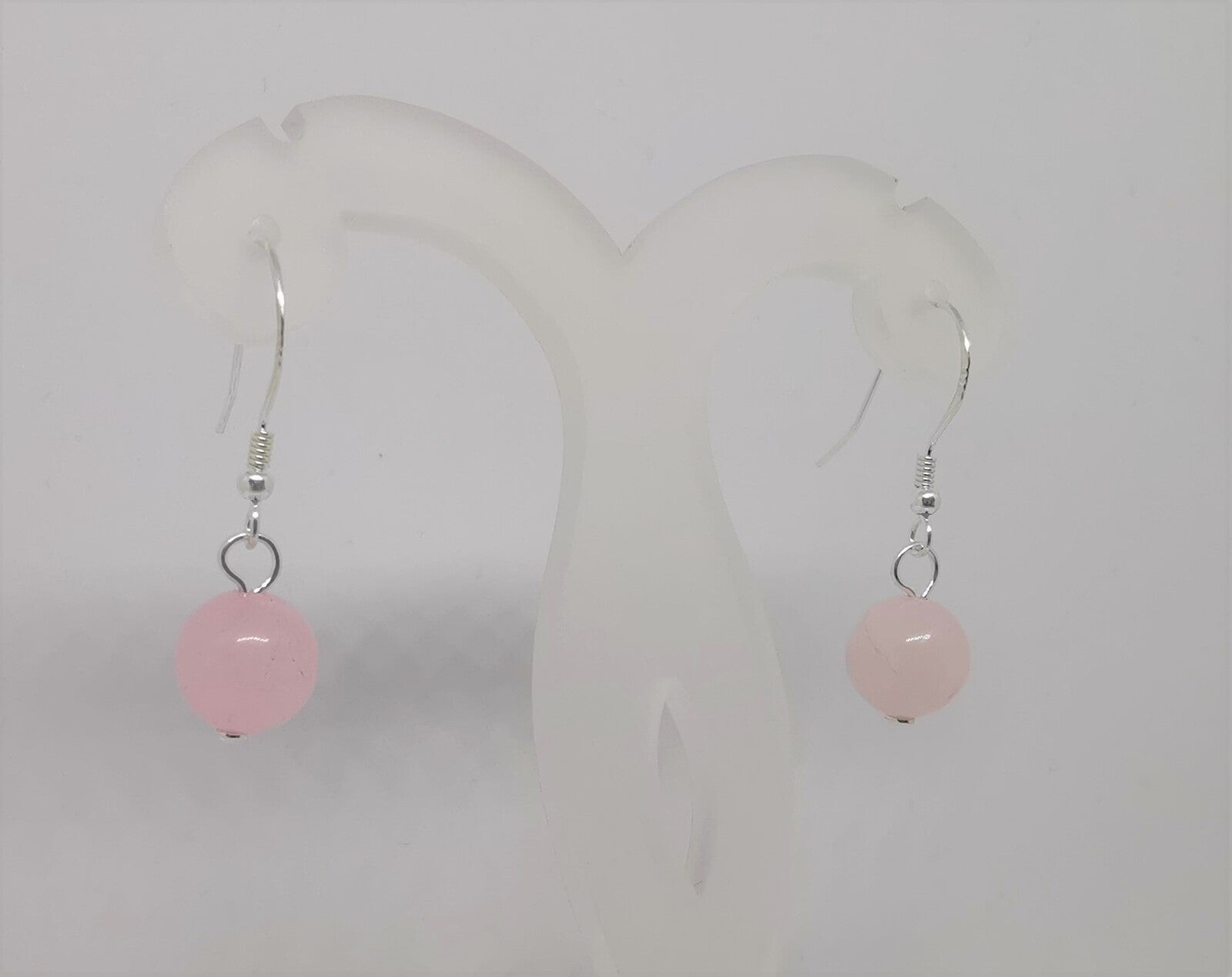 Boucles d'oreilles hypoallergénique - Perles Quartz Rose