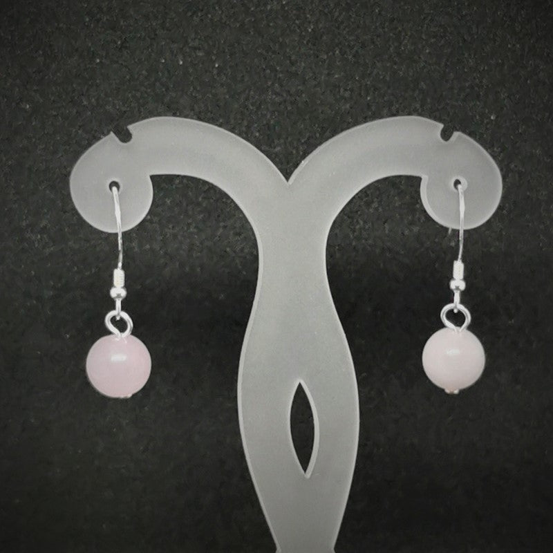 Boucles d'oreilles hypoallergénique - Perles Quartz Rose