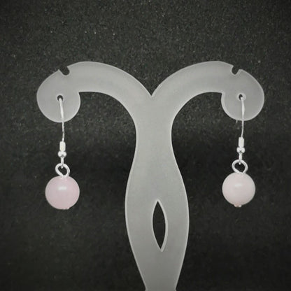 Boucles d'oreilles hypoallergénique - Perles Quartz Rose