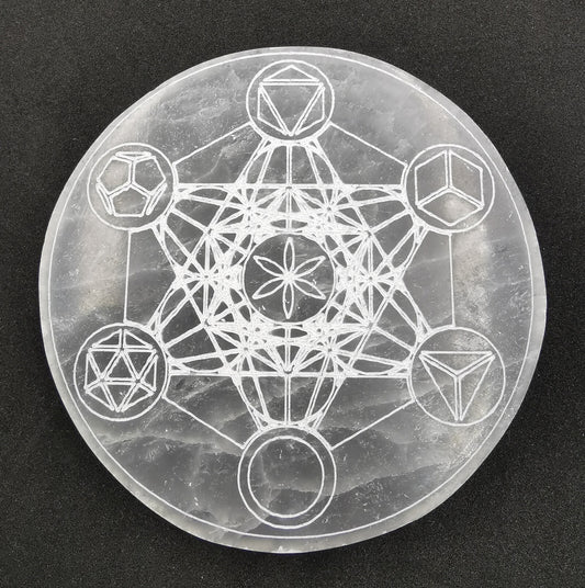 Plaque de Rechargement - Sélénite Métatron (10 cm) nouveau design