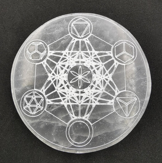 Plaque de Rechargement - Sélénite Métatron (12 cm) nouveau design