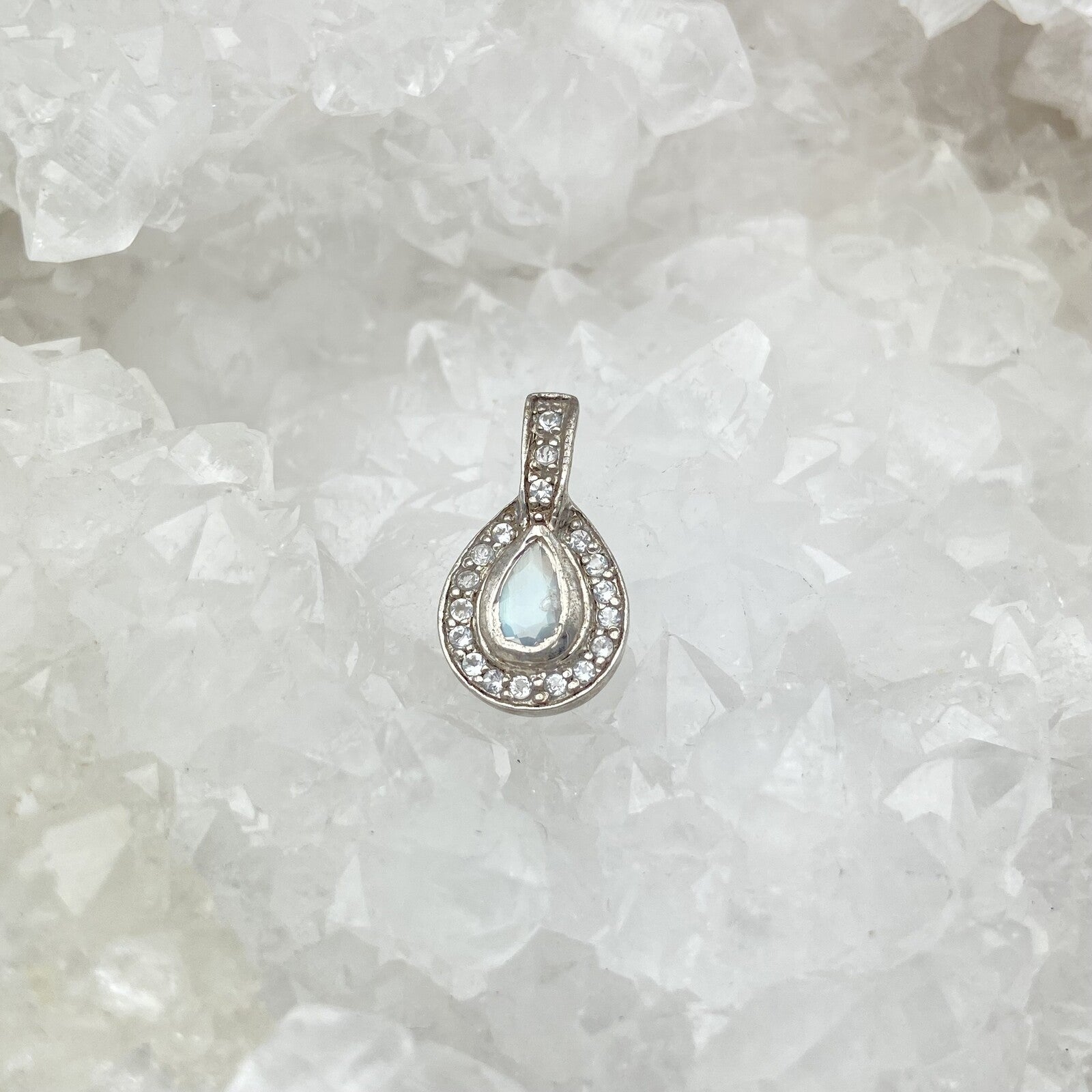 Pendentif Argent - Labradorite Blanche poire