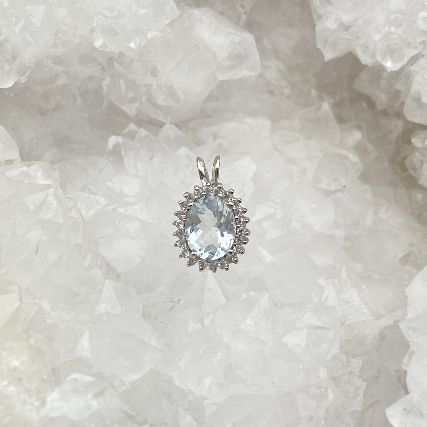 Pendentif Argent - Aigue Marine ovale